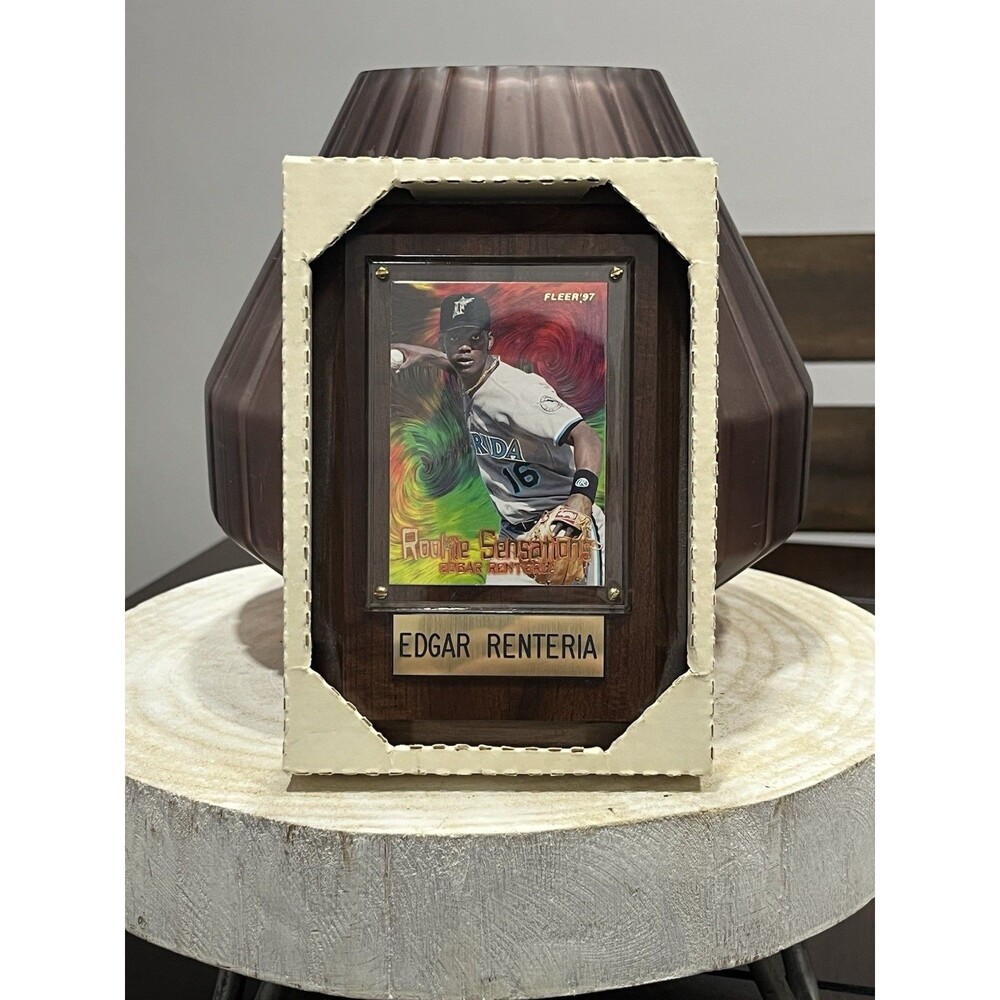 Edgar Renteria 1997 Fleer #11 Rookie Sensations Florida Marlins HOF Card Plaque